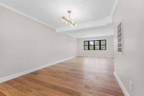 Empty room, Fireplace, Interior, Recessed Lighting, Wood Texture Flooring