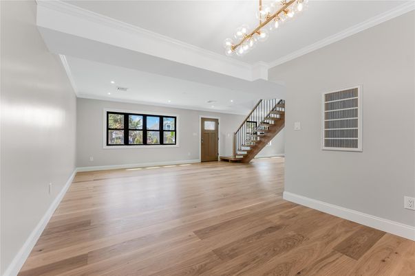 Empty room, Interior, Recessed Lighting, Wood Texture Flooring