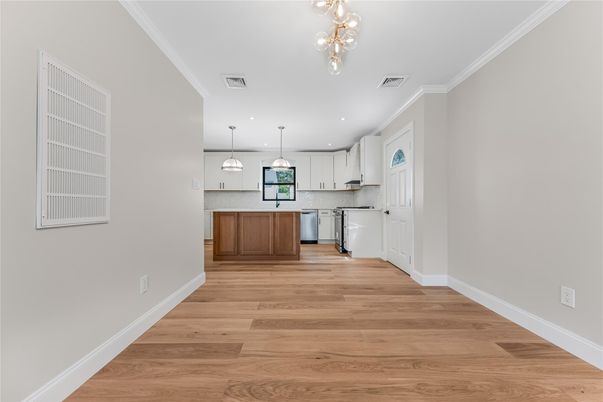 Interior, Kitchen, Pendant Lights, Recessed Lighting, Wood Texture Flooring