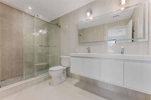 Bathroom, Glass Shower, Interior, Recessed Lighting