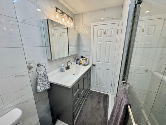 Bathroom, Glass Shower, Interior, Recessed Lighting
