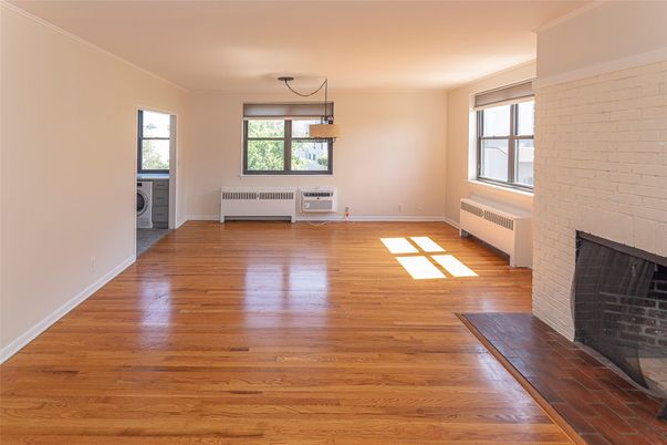 Empty room, Fireplace, Interior, Stone Walls, Wood Texture Flooring