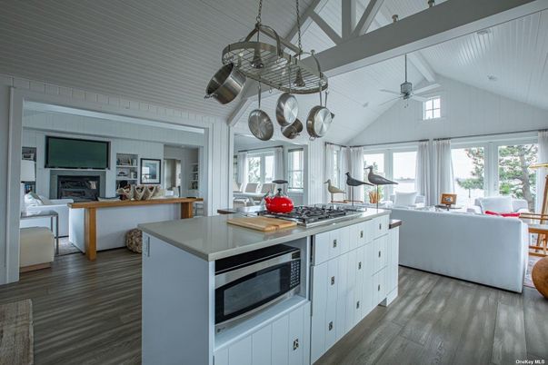 Interior, Kitchen, Living room, Pendant Lights, Wood Texture Flooring