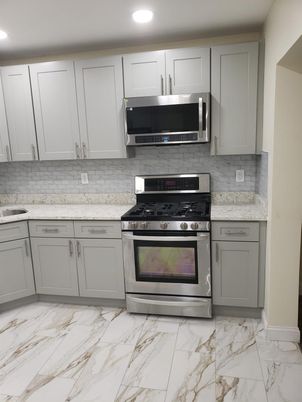Interior, Kitchen, Marble, Recessed Lighting, Stainless Steel Appliances