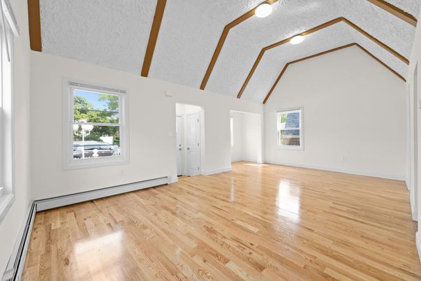 Empty room, Interior, Wooden Beams, Wood Texture Flooring