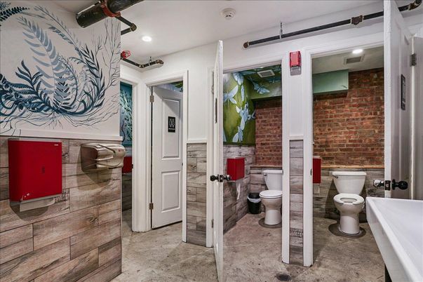 Bathroom, Interior, Recessed Lighting, Stone Walls