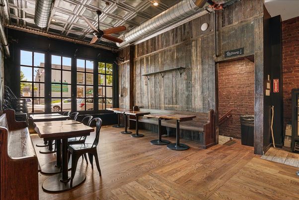 Dining room, Interior, Stone Walls, Wood Texture Flooring