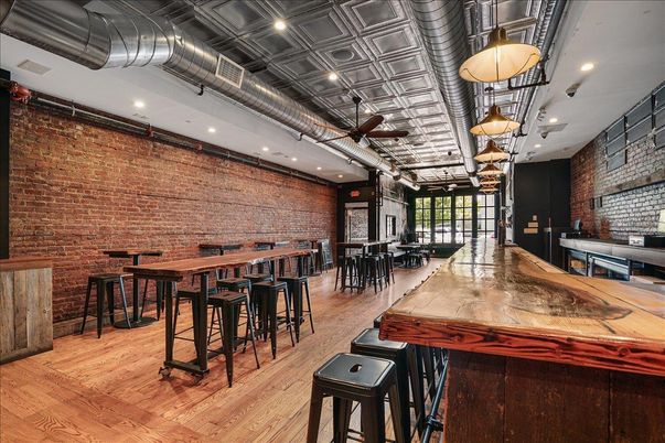 Interior, Pendant Lights, Recessed Lighting, Stone Walls, Wood Texture Flooring