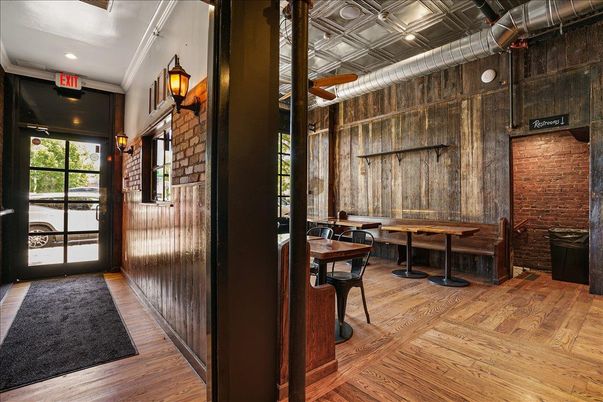 Interior, Recessed Lighting, Stone Walls, Wood Texture Flooring, Wooden Walls