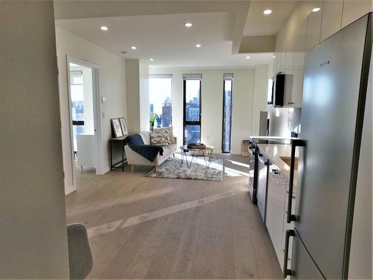 Interior, Kitchen, Living room, Recessed Lighting, Wood Texture Flooring