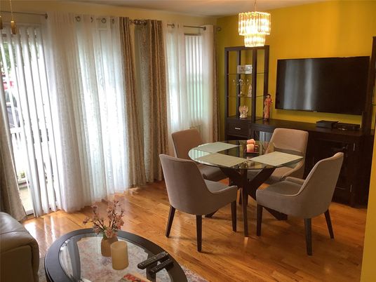 Chandelier, Dining room, Interior, Wood Texture Flooring