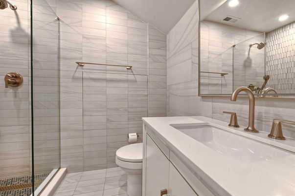Bathroom, Glass Shower, Interior, Recessed Lighting