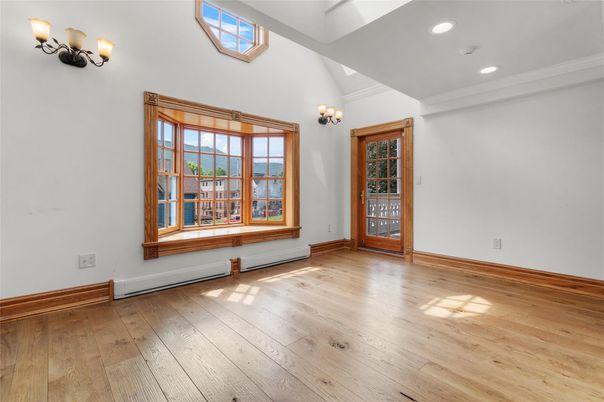 Chandelier, Empty room, Interior, Recessed Lighting, Wood Texture Flooring