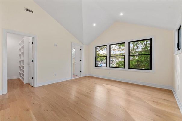 Empty room, Interior, Recessed Lighting, Wood Texture Flooring