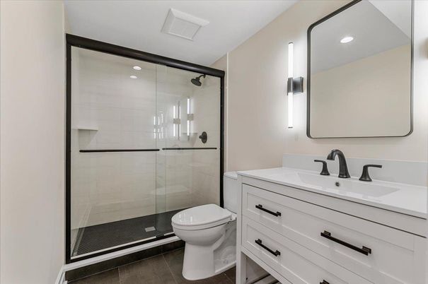 Bathroom, Glass Shower, Interior, Recessed Lighting