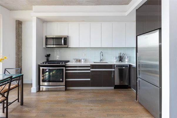 Interior, Kitchen, Stainless Steel Appliances, Wood Texture Flooring
