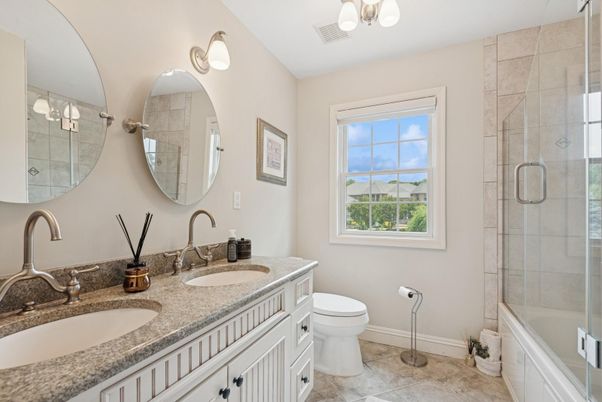 Bathroom, Dual Sink Vanities, Glass Shower, Interior