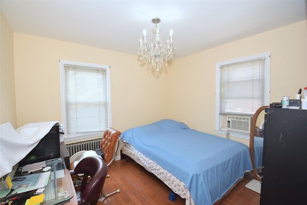 Bedroom, Chandelier, Home Office, Interior, Wood Texture Flooring
