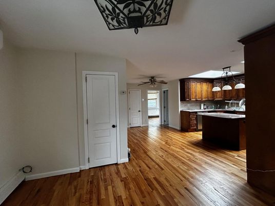 Interior, Kitchen, Pendant Lights, Wood Texture Flooring