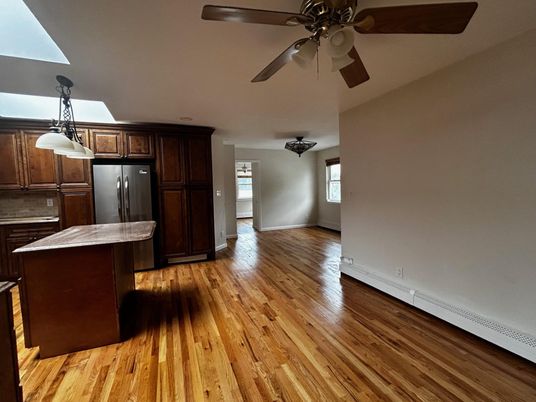 Interior, Kitchen, Pendant Lights, Wood Texture Flooring