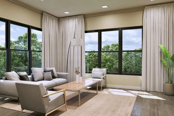 Interior, Living room, Recessed Lighting, Wood Texture Flooring