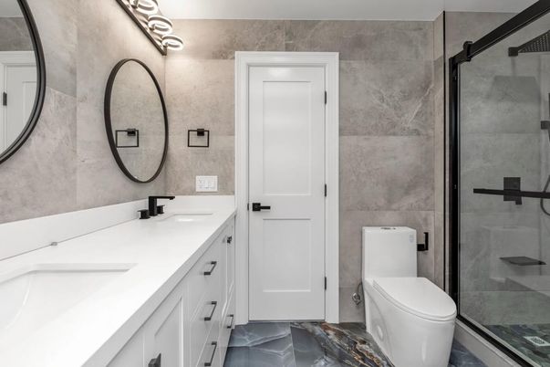 Bathroom, Dual Sink Vanities, Glass Shower, Interior