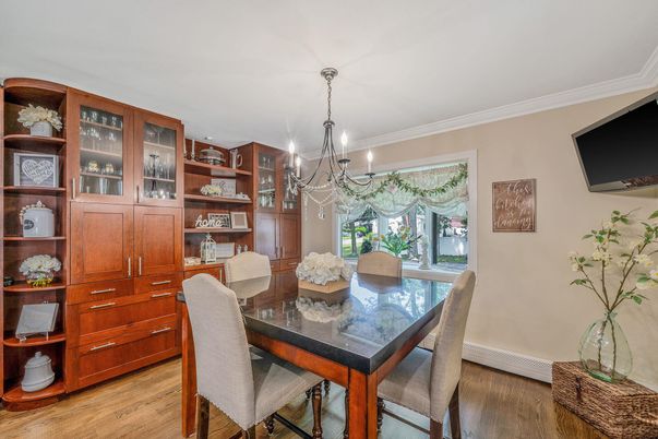 Chandelier, Dining room, Interior, Wood Texture Flooring