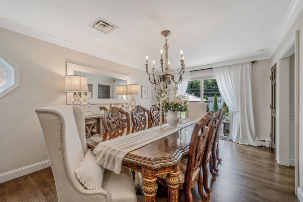 Chandelier, Dining room, Interior, Wood Texture Flooring