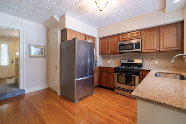 Interior, Kitchen, Stainless Steel Appliances, Wood Texture Flooring