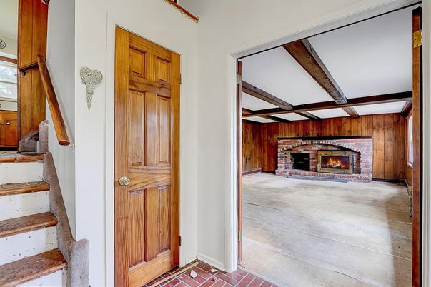 Fireplace, Interior, Wooden Beams, Wood Texture Flooring, Wooden Walls