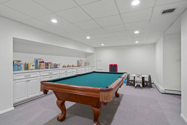 Billiard Table, Game Room, Interior, Recessed Lighting