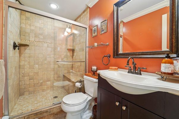 Bathroom, Glass Shower, Interior, Recessed Lighting
