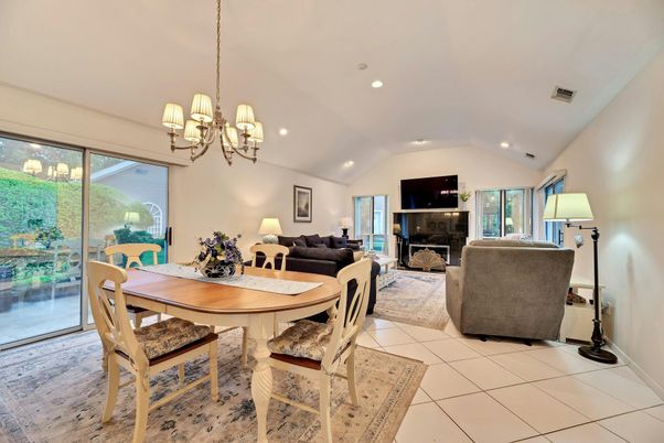 Chandelier, Dining room, Fireplace, Interior, Living room, Recessed Lighting