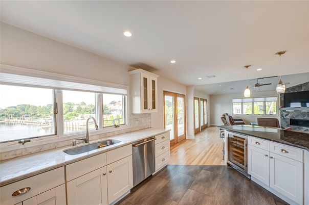 Interior, Kitchen, Pendant Lights, Recessed Lighting, Wood Texture Flooring