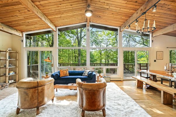 Interior, Living room, Pendant Lights, Wooden Beams, Wooden Ceilings, Wood Texture Flooring