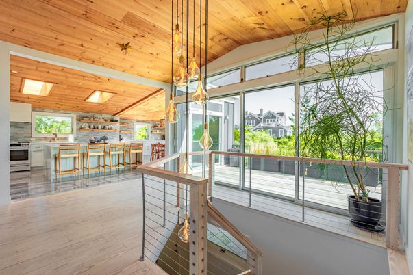 Interior, Kitchen, Pendant Lights, Wooden Ceilings, Wood Texture Flooring