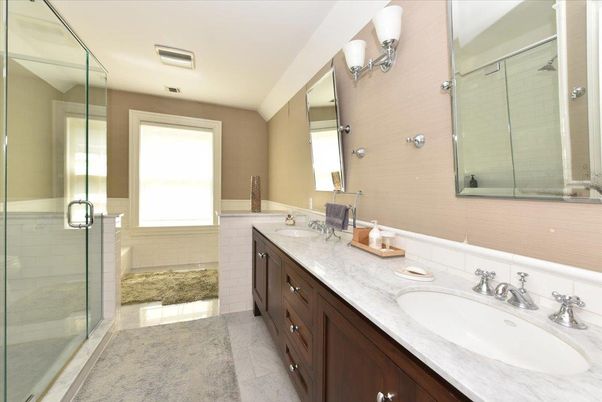 Bathroom, Dual Sink Vanities, Glass Shower, Interior