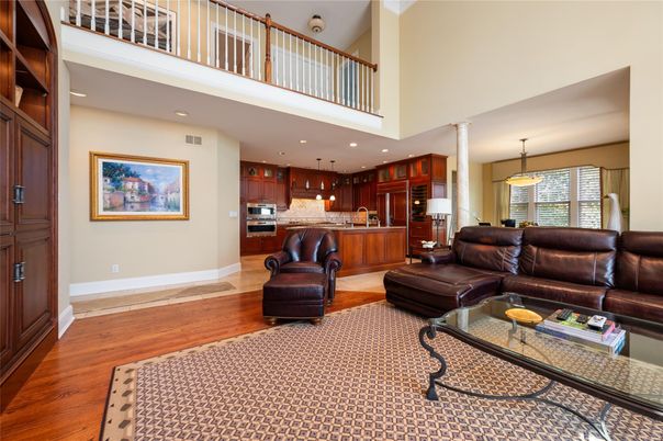 Interior, Kitchen, Living room, Pendant Lights, Recessed Lighting, Stainless Steel Appliances, Wood Texture Flooring