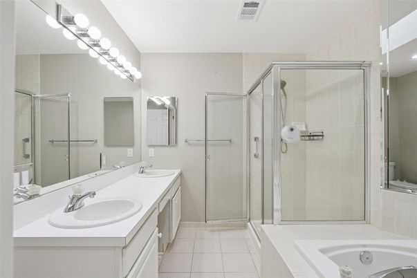 Bathroom, Dual Sink Vanities, Glass Shower, Interior