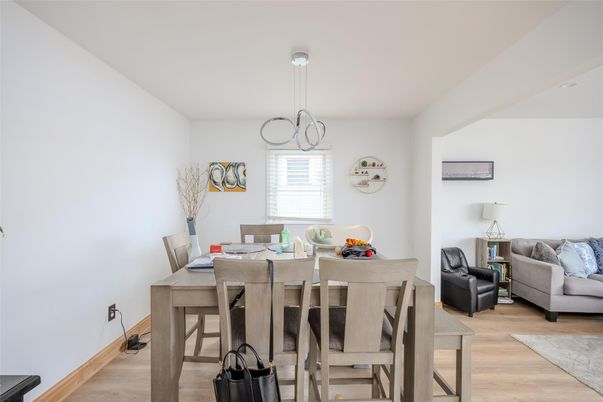 Dining room, Interior, Pendant Lights, Wood Texture Flooring
