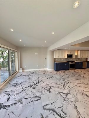 Empty room, Interior, Kitchen, Marble, Recessed Lighting