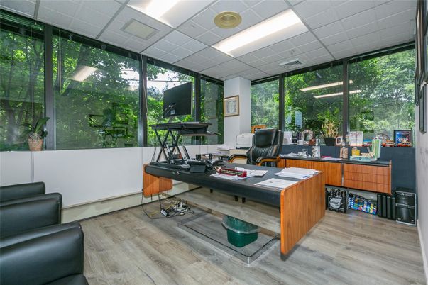 Home Office, Interior, Recessed Lighting, Wood Texture Flooring