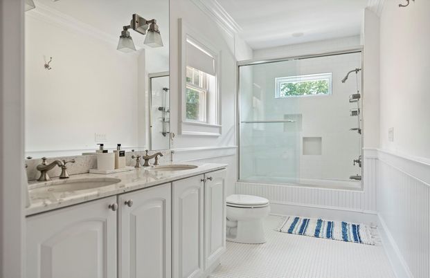 Bathroom, Dual Sink Vanities, Glass Shower, Interior
