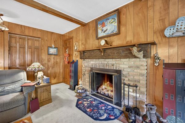 Fireplace, Interior, Pendant Lights, Wooden Walls