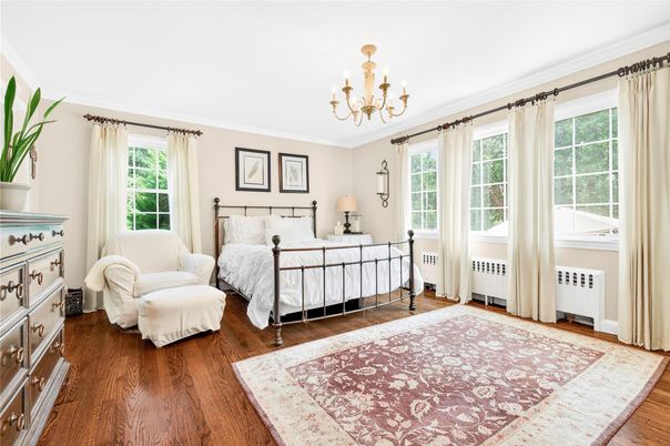 Bedroom, Chandelier, Interior, Wood Texture Flooring