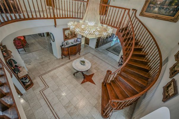 Chandelier, Fireplace, Interior