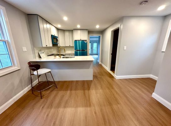Interior, Kitchen, Recessed Lighting, Wood Texture Flooring