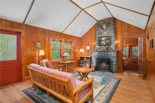 Fireplace, Interior, Living room, Wood Texture Flooring, Wooden Walls