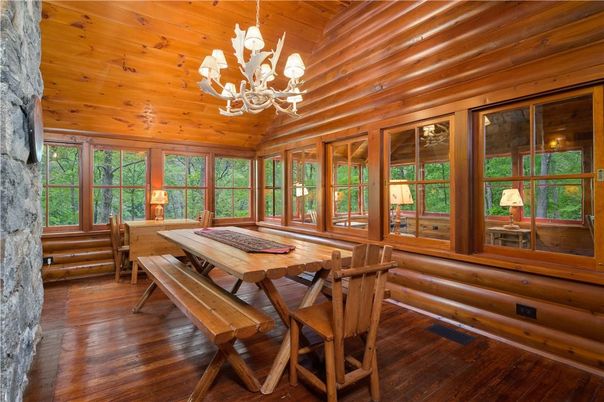 Chandelier, Dining room, Interior, Sun Room, Wooden Ceilings, Wood Texture Flooring, Wooden Walls