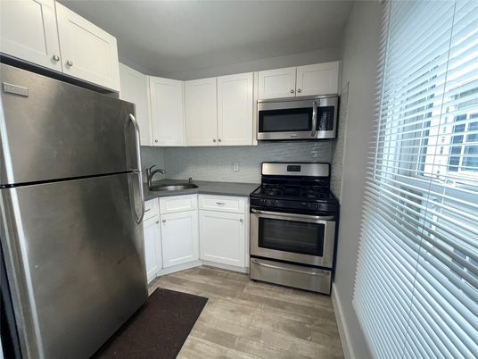 Interior, Kitchen, Stainless Steel Appliances, Wood Texture Flooring